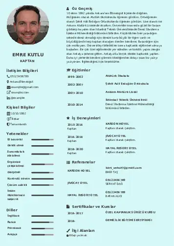 Kaptan Cv Örnekleri cv indir